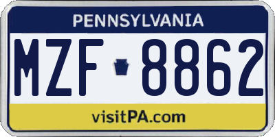 PA license plate MZF8862