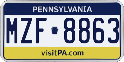 PA license plate MZF8863