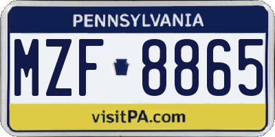 PA license plate MZF8865
