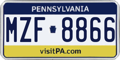 PA license plate MZF8866