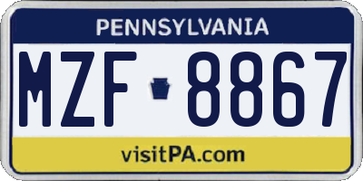 PA license plate MZF8867