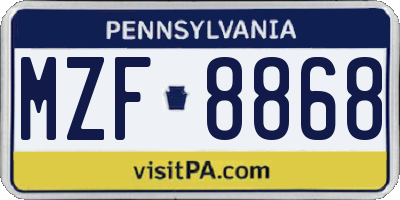 PA license plate MZF8868