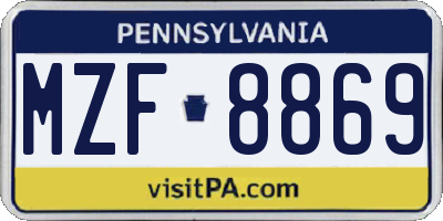 PA license plate MZF8869
