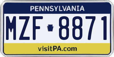 PA license plate MZF8871