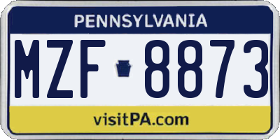PA license plate MZF8873