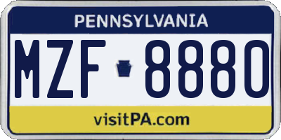 PA license plate MZF8880
