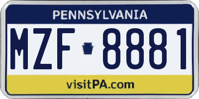 PA license plate MZF8881