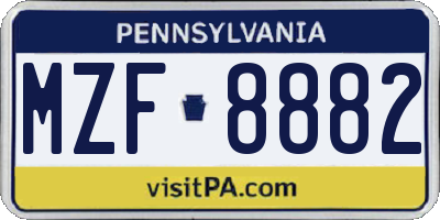 PA license plate MZF8882