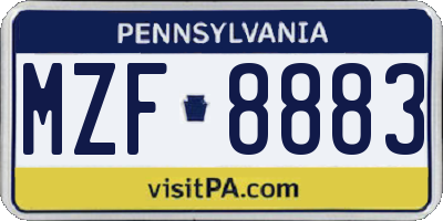 PA license plate MZF8883