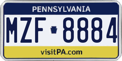 PA license plate MZF8884