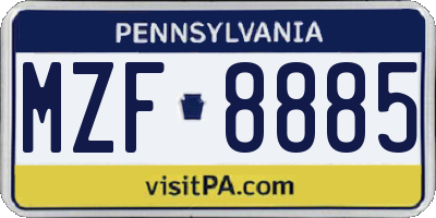 PA license plate MZF8885