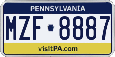 PA license plate MZF8887