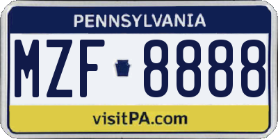 PA license plate MZF8888