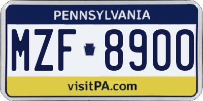 PA license plate MZF8900
