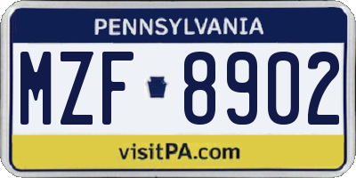 PA license plate MZF8902