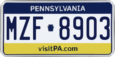 PA license plate MZF8903