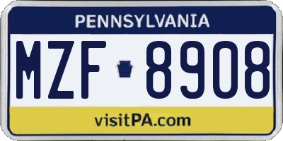 PA license plate MZF8908