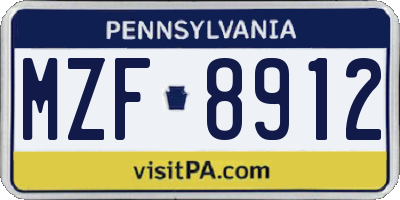 PA license plate MZF8912