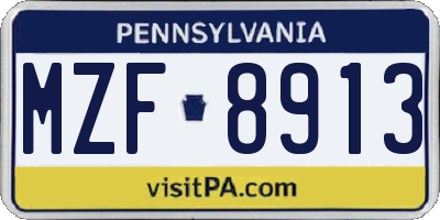 PA license plate MZF8913