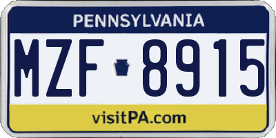 PA license plate MZF8915