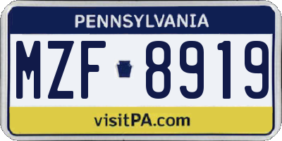 PA license plate MZF8919