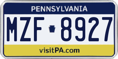 PA license plate MZF8927
