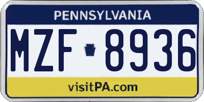 PA license plate MZF8936