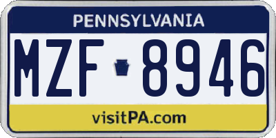 PA license plate MZF8946