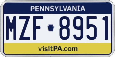 PA license plate MZF8951