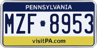 PA license plate MZF8953