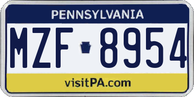 PA license plate MZF8954