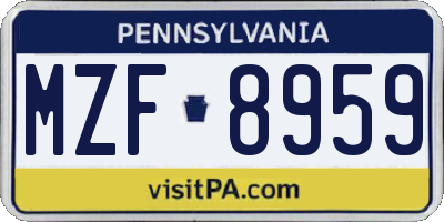 PA license plate MZF8959