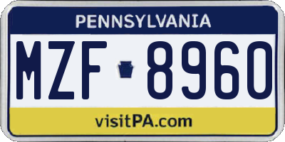 PA license plate MZF8960