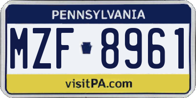 PA license plate MZF8961