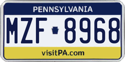 PA license plate MZF8968
