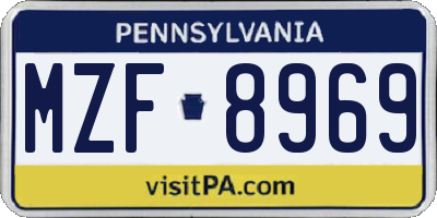 PA license plate MZF8969