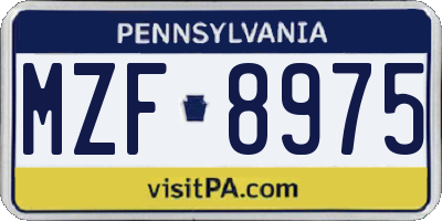 PA license plate MZF8975