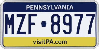 PA license plate MZF8977