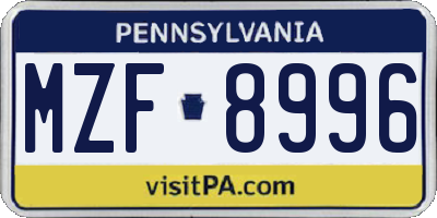 PA license plate MZF8996