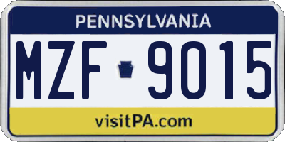 PA license plate MZF9015