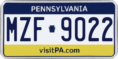 PA license plate MZF9022