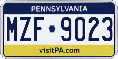 PA license plate MZF9023