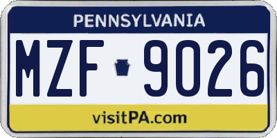 PA license plate MZF9026