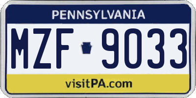 PA license plate MZF9033