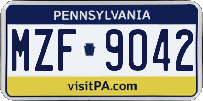 PA license plate MZF9042