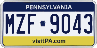 PA license plate MZF9043