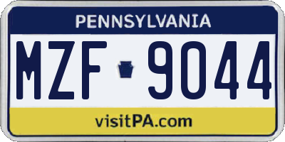PA license plate MZF9044