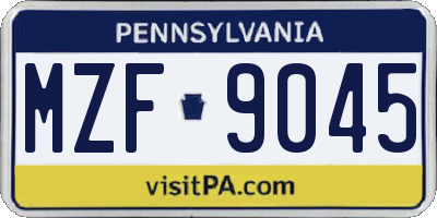 PA license plate MZF9045