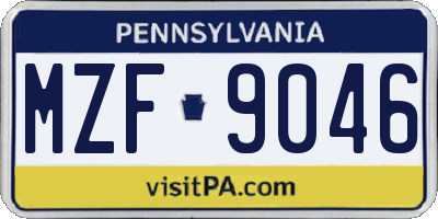 PA license plate MZF9046
