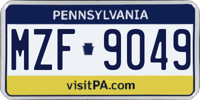 PA license plate MZF9049